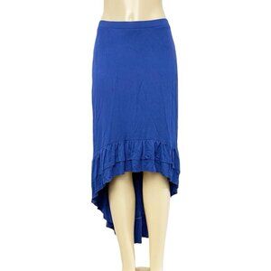 NEW Willi Smith Royal Blue Ruffled Flowy Asymmetrical‎ Hi-low Stretch Skirt